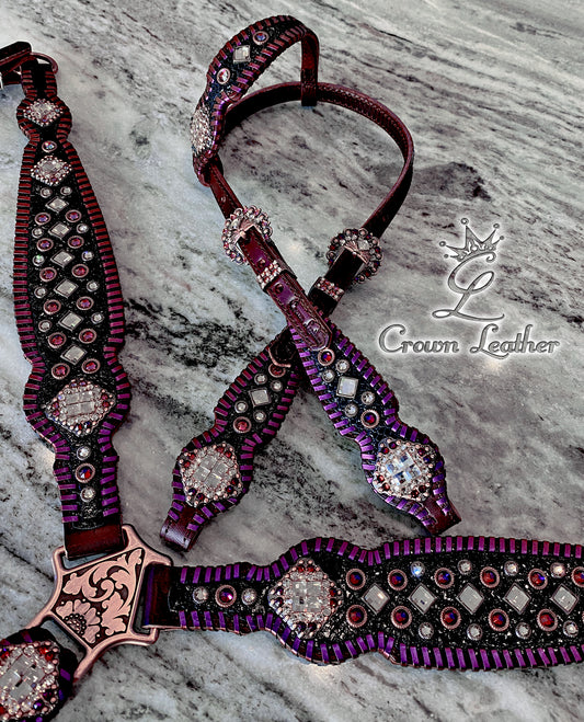 Crimson Color Shifting Whipstitch Tack Set image 2