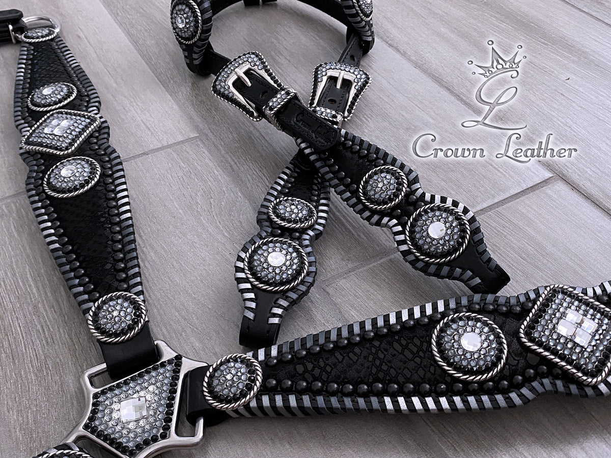 Black & Silver Ombre Whipstitch Crystal Tack Set image 4