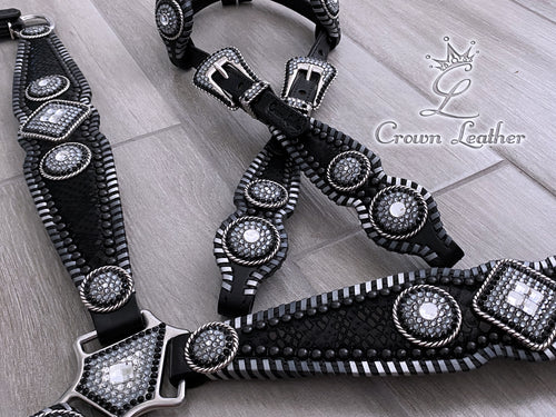 Black & Silver Ombre Whipstitch Crystal Tack Set image 4