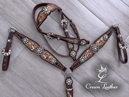 Sunflower & Brown Gator Tack Set image 2
