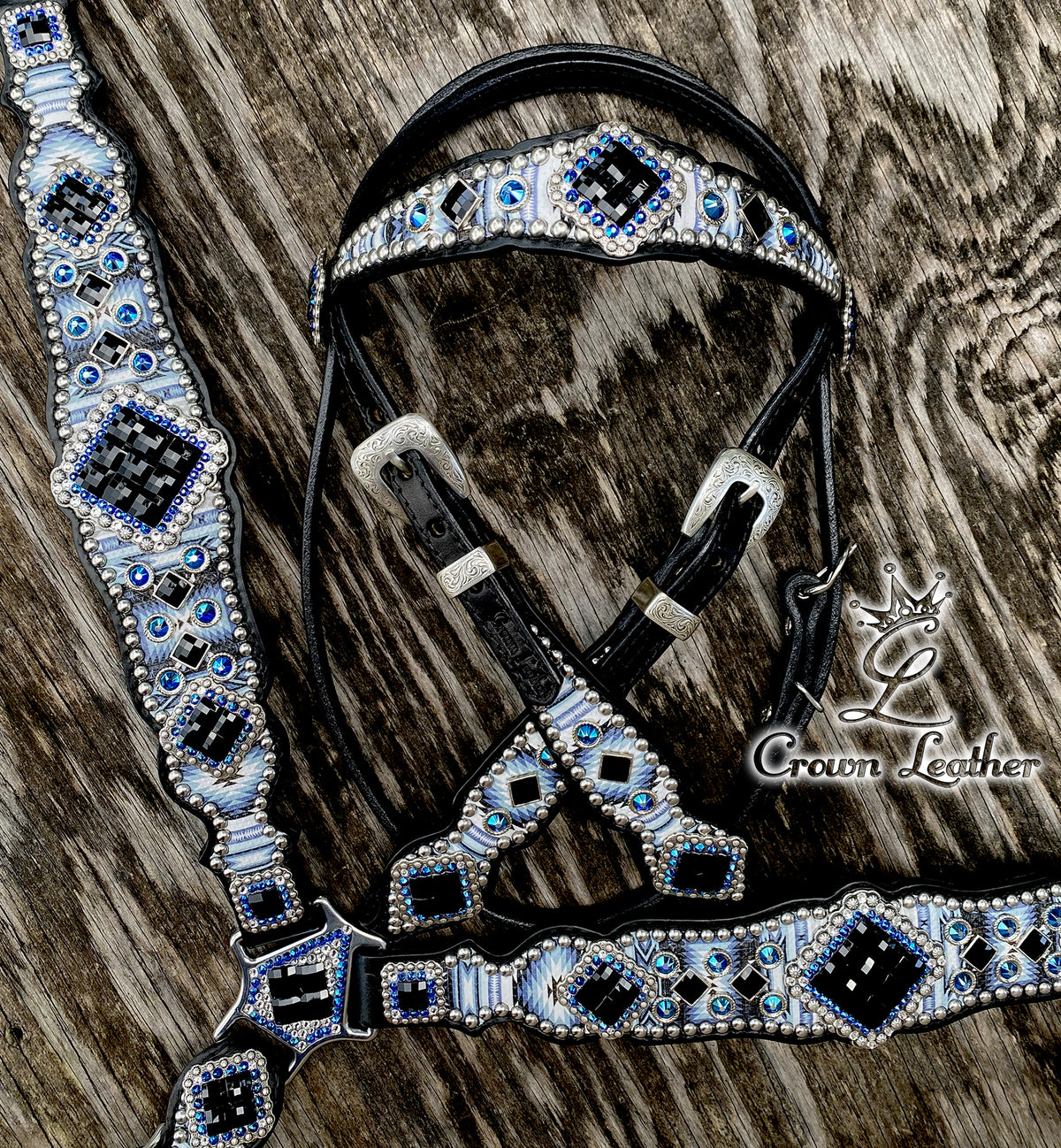 2014 Black & Blue Navajo Tack Set image 3
