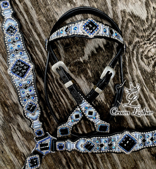2014 Black & Blue Navajo Tack Set image 3