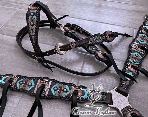 Ranchy Cocoa & Turquoise Navajo Tack Set image 0