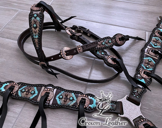 Ranchy Cocoa & Turquoise Navajo Tack Set image 0