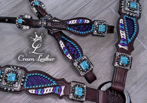 Turquoise & Purple Laced Crystal Tack Set image 2