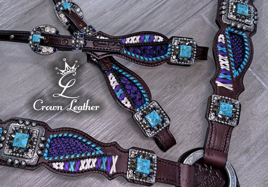 Turquoise & Purple Laced Crystal Tack Set image 2