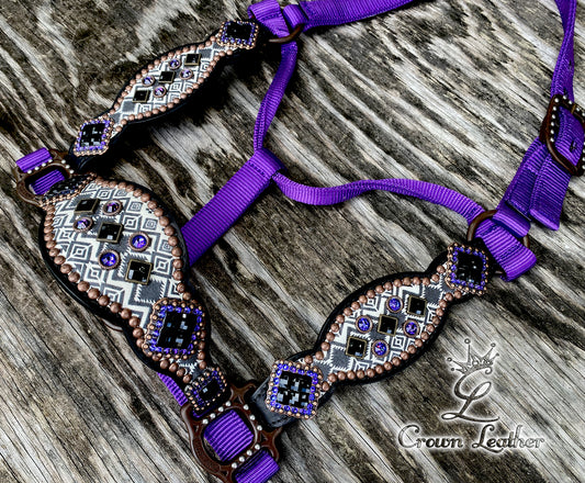 2016 Purple & Black Aztec Crystal Halter image 0