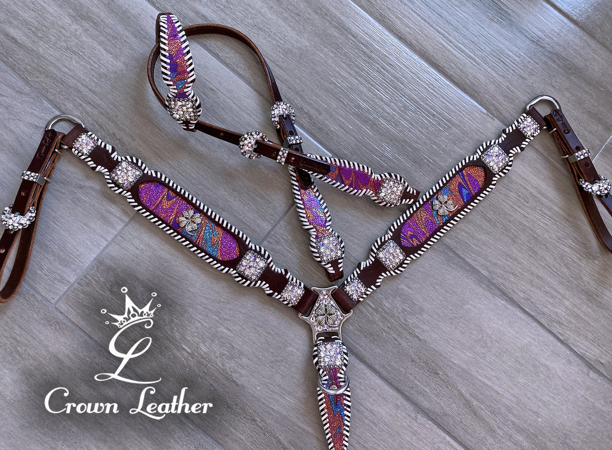 Lucky Rainbow Swirl Whipstitch Crystal Tack Set image 3