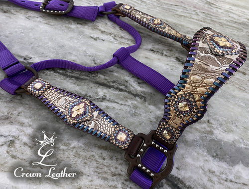 Copper Silver Croc Color Shifting Whipstitch Halter image 0