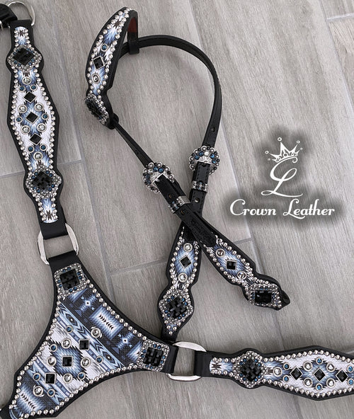Black & Blue Navajo Tack Set image 0