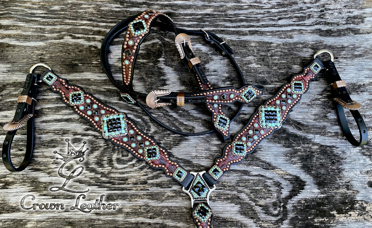 Dark Red Gator & Turquoise Set image 3